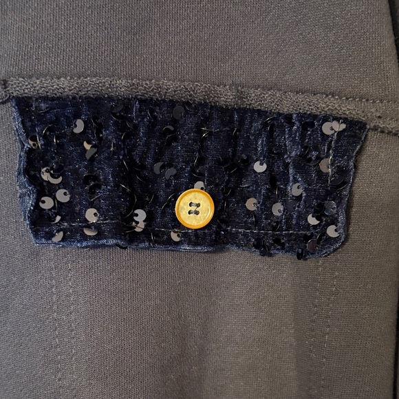 Umgee Women's Dark Blue Sequin Jean Jacket - Picture 2 of 6